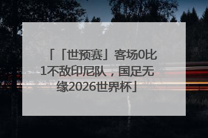 「世预赛」客场0比1不敌印尼队，国足无缘2026世界杯
