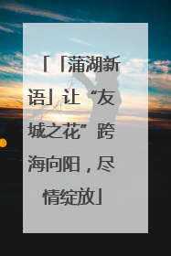 「蒲湖新语」让“友城之花”跨海向阳，尽情绽放