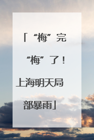 “梅”完“梅”了！上海明天局部暴雨