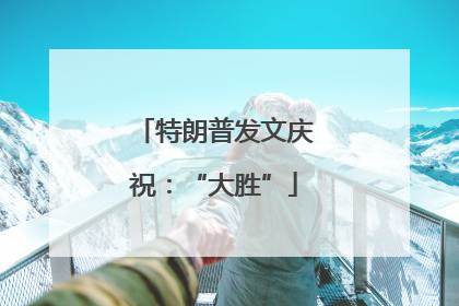 特朗普发文庆祝：“大胜”