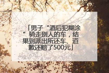 男子“酒后犯糊涂”骑走别人的车，结果到派出所还车、道歉还赔了500元