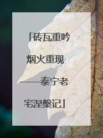 砖瓦重吟 烟火重现——泰宁老宅涅槃记