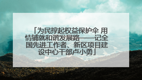 为民撑起权益保护伞 用情铺就和谐发展路——记全国先进工作者、新区项目建设中心干部卢小勇