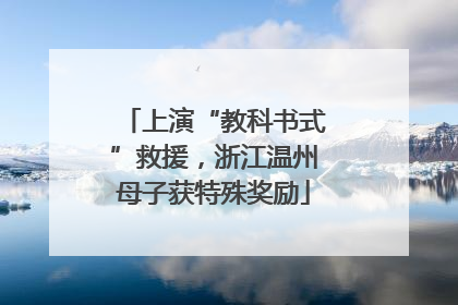 上演“教科书式”救援，浙江温州母子获特殊奖励