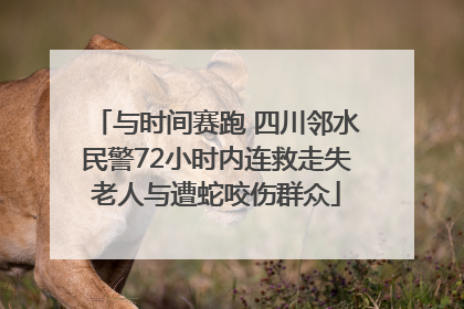 与时间赛跑 四川邻水民警72小时内连救走失老人与遭蛇咬伤群众