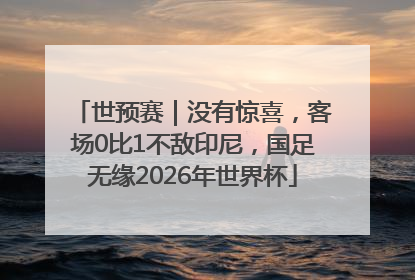 世预赛｜没有惊喜，客场0比1不敌印尼，国足无缘2026年世界杯