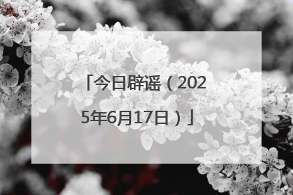 今日辟谣（2025年6月17日）
