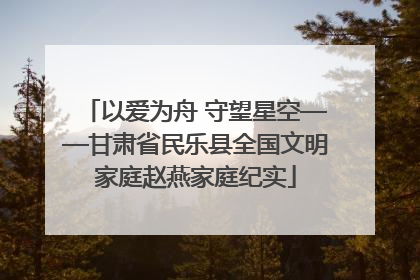 以爱为舟 守望星空——甘肃省民乐县全国文明家庭赵燕家庭纪实