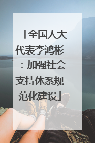 全国人大代表李鸿彬：加强社会支持体系规范化建设