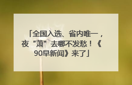 全国入选、省内唯一，夜“萧”去哪不发愁！《90早新闻》来了