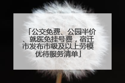 公交免费、公园半价、就医免挂号费，宿迁市发布市级及以上劳模优待服务清单
