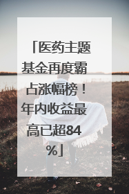 医药主题基金再度霸占涨幅榜！年内收益最高已超84%