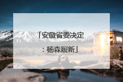 安徽省委决定：杨森履新