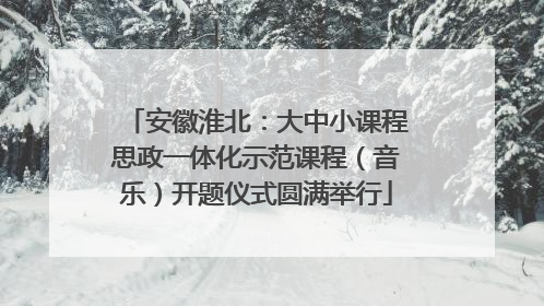 安徽淮北：大中小课程思政一体化示范课程（音乐）开题仪式圆满举行