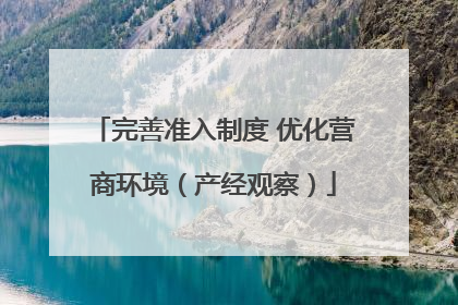 完善准入制度 优化营商环境（产经观察）
