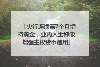 央行连续第7个月增持黄金，业内人士称能增强主权货币信用