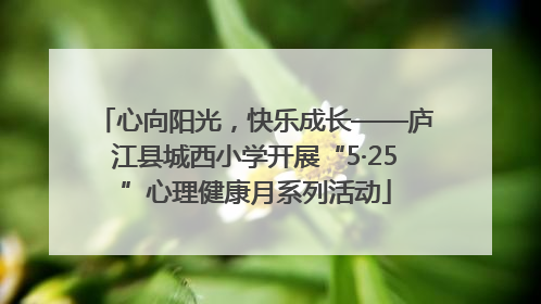 心向阳光，快乐成长——庐江县城西小学开展“5·25”心理健康月系列活动
