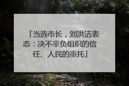 当选市长，刘洪洁表态：决不辜负组织的信任、人民的重托