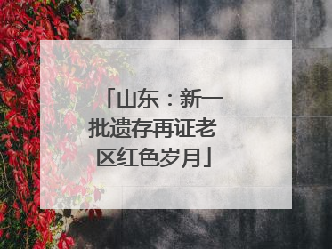 山东：新一批遗存再证老区红色岁月