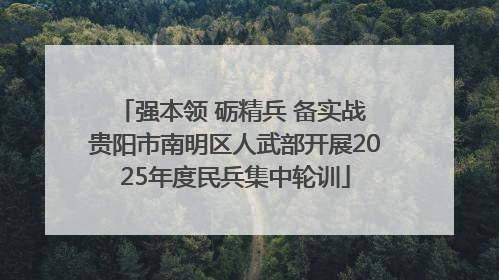 强本领 砺精兵 备实战 贵阳市南明区人武部开展2025年度民兵集中轮训
