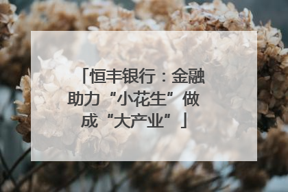 恒丰银行：金融助力“小花生”做成“大产业”