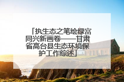 执生态之笔绘绿富同兴新画卷——甘肃省高台县生态环境保护工作综述