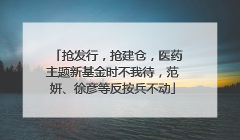 抢发行，抢建仓，医药主题新基金时不我待，范妍、徐彦等反按兵不动