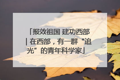 报效祖国 建功西部｜在西部，有一群“追光”的青年科学家