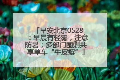 早安北京0528：早晨有轻雾，注意防暑；多部门围剿共享单车“牛皮癣”