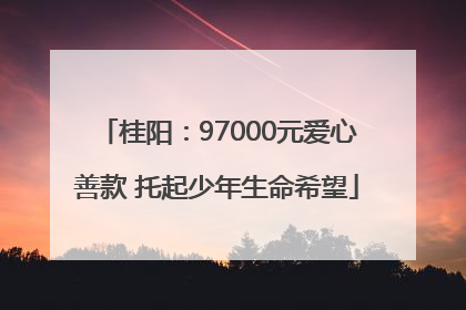 桂阳：97000元爱心善款 托起少年生命希望