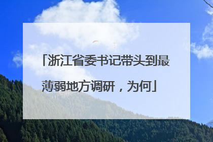 浙江省委书记带头到最薄弱地方调研，为何