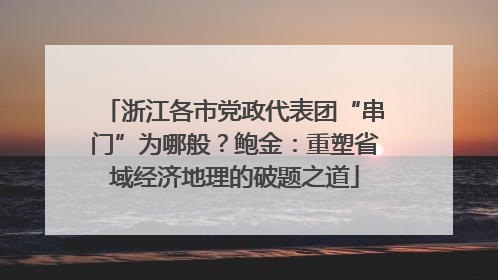浙江各市党政代表团“串门”为哪般？鲍金：重塑省域经济地理的破题之道