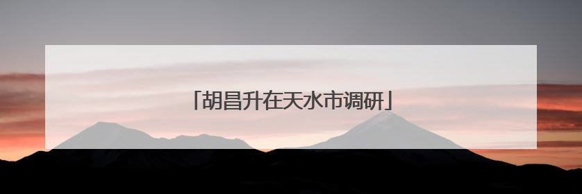 胡昌升在天水市调研