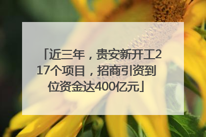 近三年，贵安新开工217个项目，招商引资到位资金达400亿元