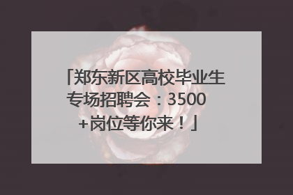 郑东新区高校毕业生专场招聘会：3500+岗位等你来！