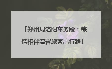郑州局洛阳车务段：粽情相伴温馨旅客出行路