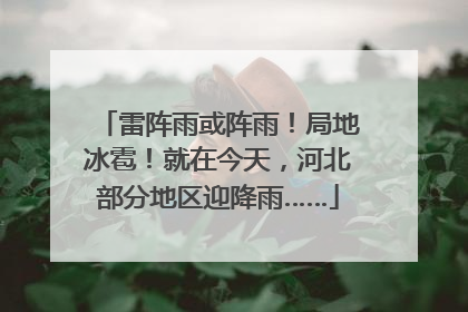 雷阵雨或阵雨！局地冰雹！就在今天，河北部分地区迎降雨……