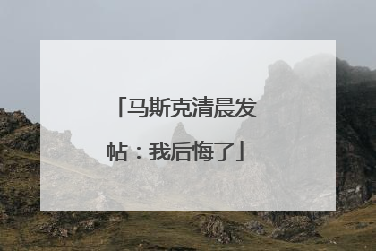 马斯克清晨发帖：我后悔了