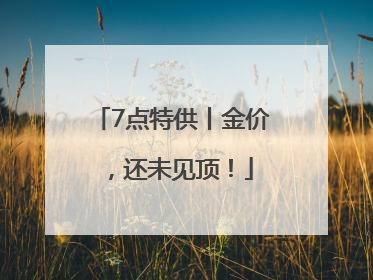 7点特供丨金价，还未见顶！